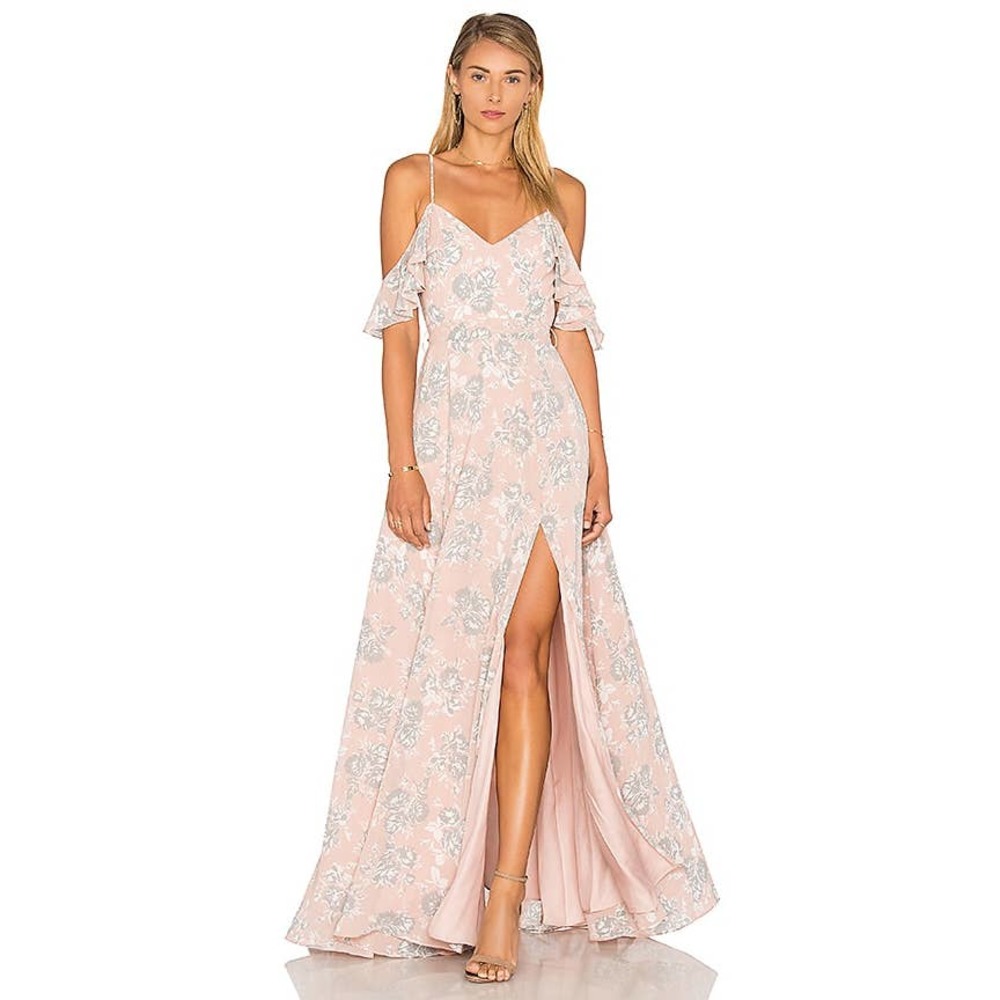 Lovers + Friends Taylor Floral Gown Blush Pink 0
